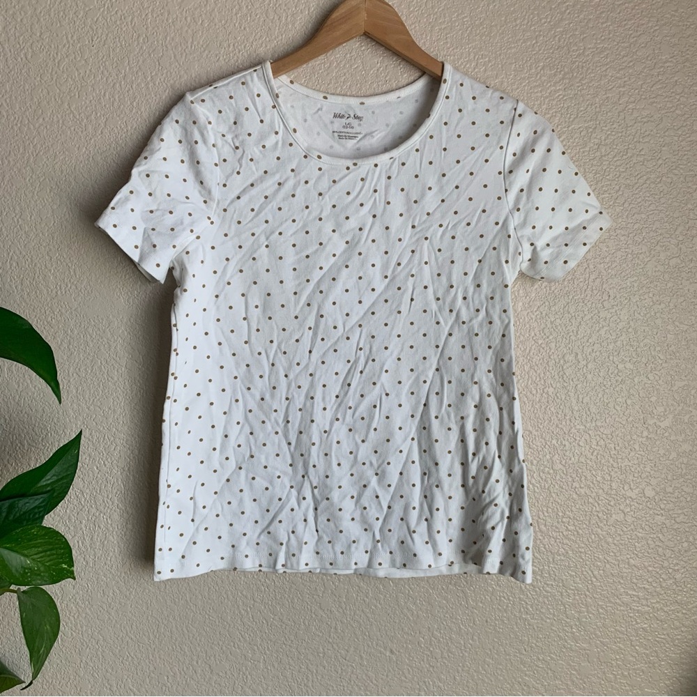 White Stag | Women’s Top w/ Gold Polka Dots | Large